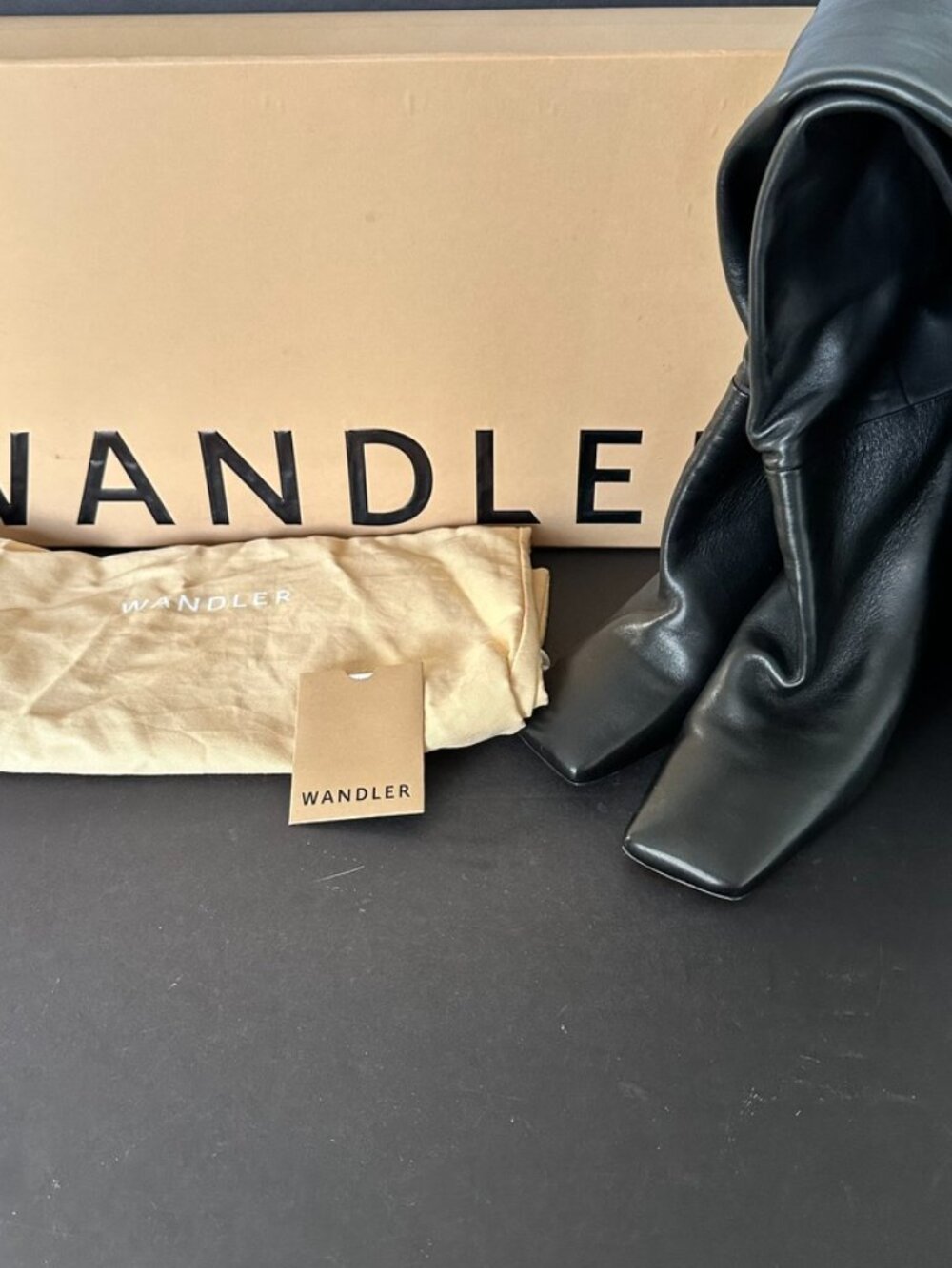 Wandler Anne Lambskin Over The Knee Black Boots Size 41